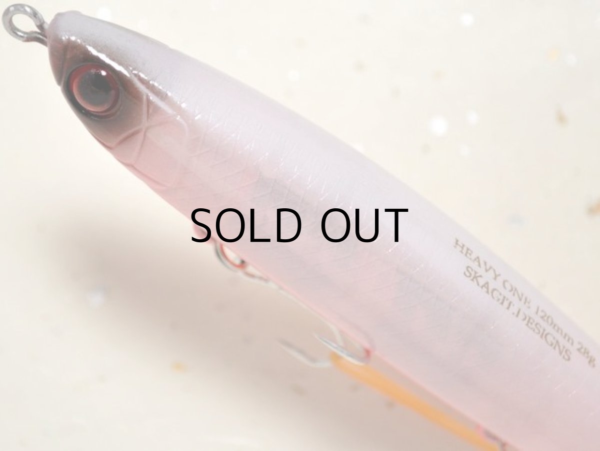画像2: スカジットデザインズ スライドベイトヘビーワン120mm 28g NF：S006C パール/レッド（ゴースト）■ネコポス対象外■ (2)
