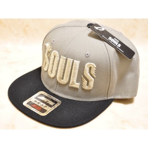 画像1: ソウルズ SOULS フラットキャップ：ブラック×グレー（ロゴ）■ネコポス対象外■