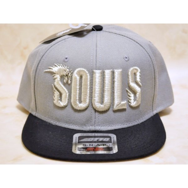 画像2: ソウルズ SOULS フラットキャップ：ブラック×グレー（ロゴ）■ネコポス対象外■