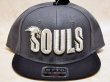 画像2: ソウルズ SOULS フラットキャップ：ブラック×チャコール（ロゴ）■ネコポス対象外■ (2)