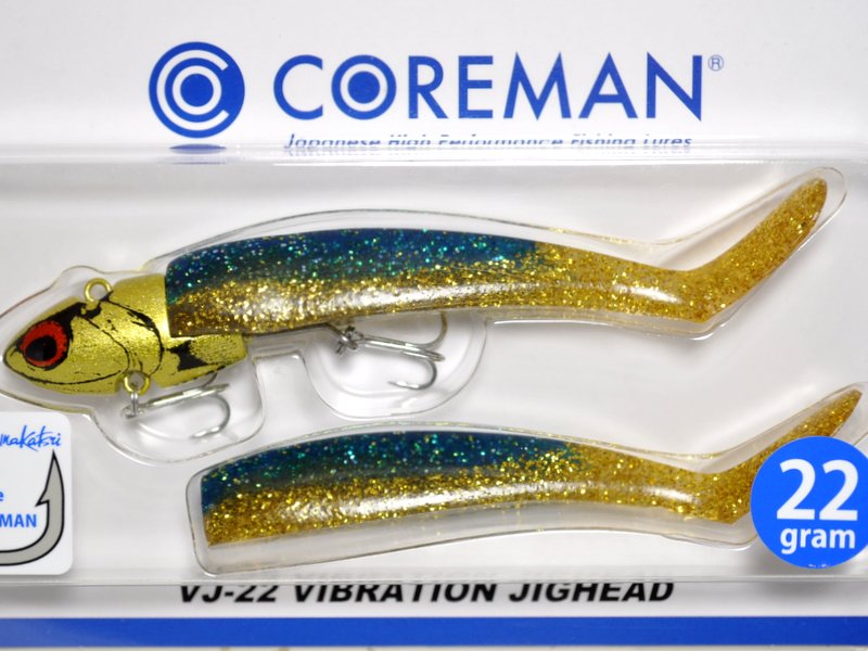 コアマン VJ-22 バイブレーションジグヘッド：＃044 ゴールドヘッド／イワシゴールド（ゴールド／グリーン）【ネコポス配送可】